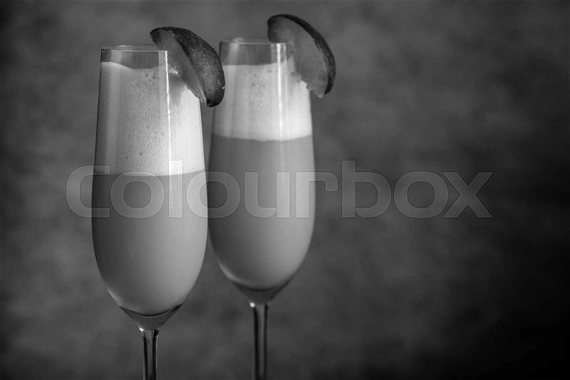 Two bellini cocktails, stock photo