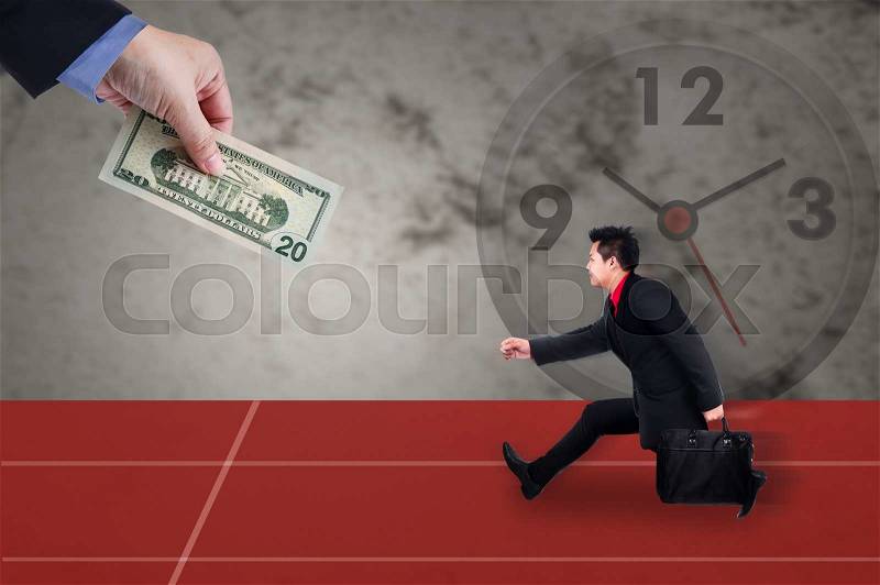 Businessman chase people with money metaphor, stock photo