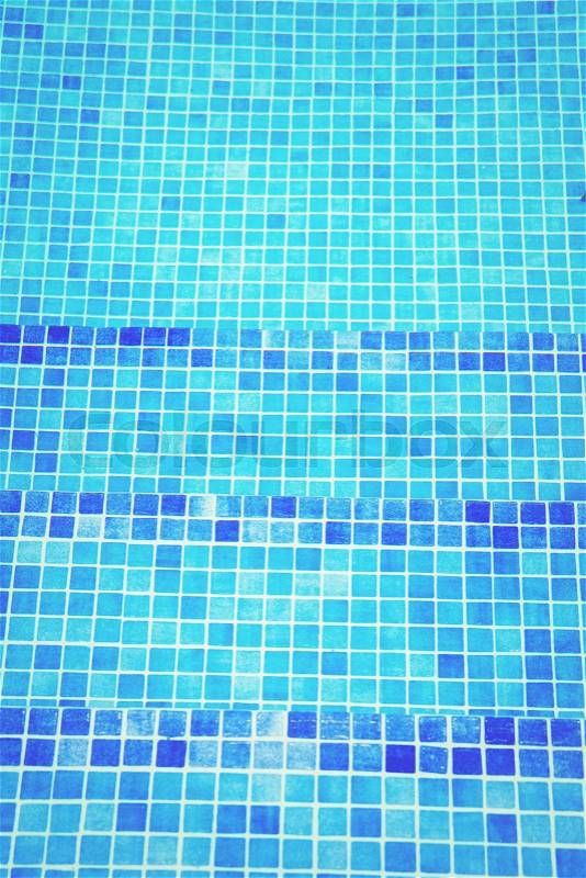 Beautiful cool water in swimming pool mosaic bottom, retro toned, stock photo