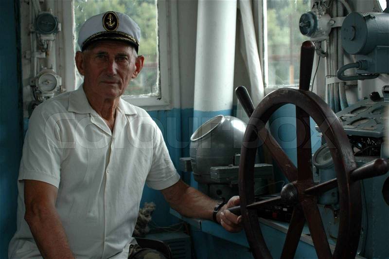 The old captain of the small ship in Chornobyl zone, stock photo