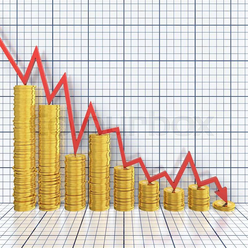 Business graph moving down and showing money loss, stock photo