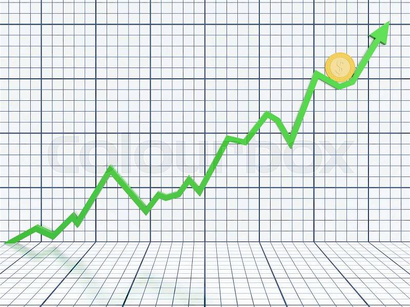 Business graph moving up and showing money earning, stock photo