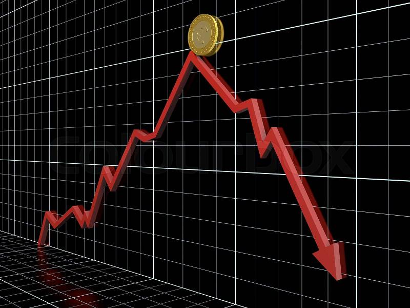 Business graph with red arrow which shows money loss, stock photo