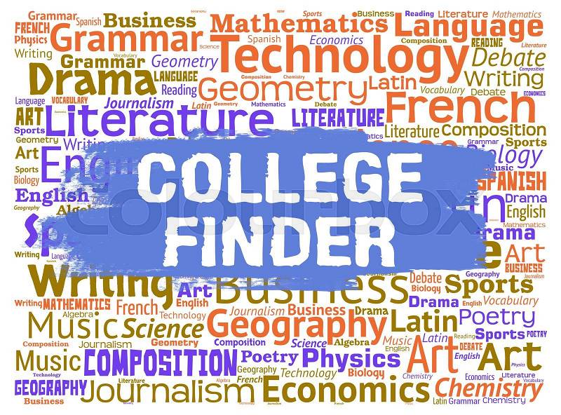 College Finder Representing Search For And Discover School, stock photo
