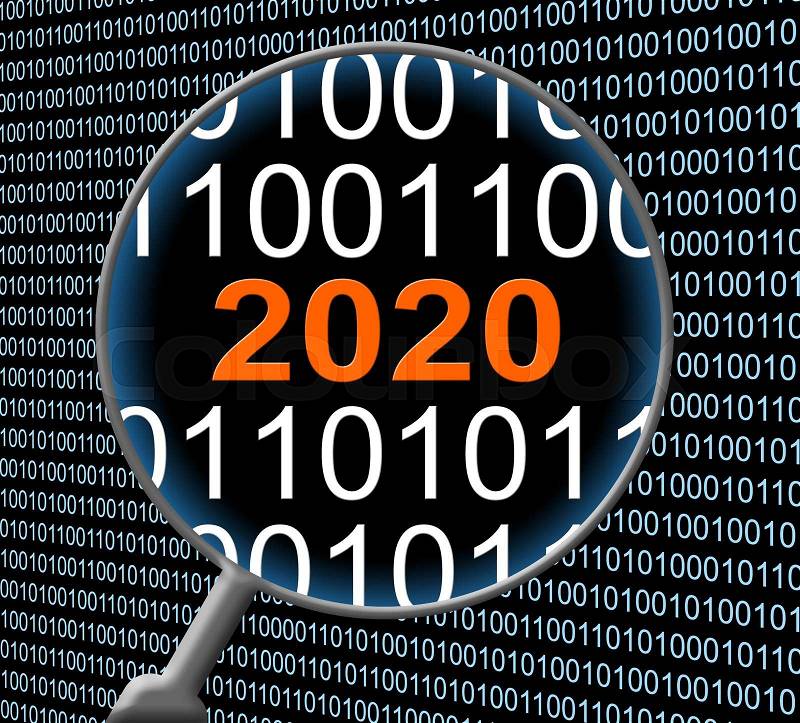 Two Thousand Twenty Data Computer Showing New Year And Communication, stock photo