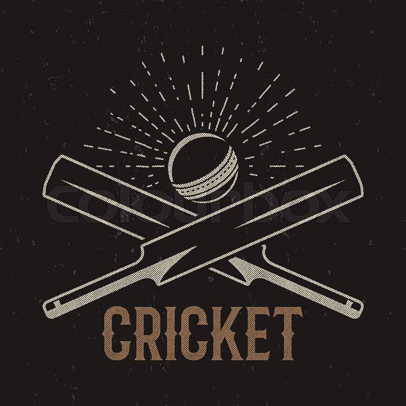 Retro cricket club emblem design. Cricket logo icon design. Cricket badge. Sports logo symbols with cricket gear, equipment. Cricket tee design. Tee shirt emblem. T-Shirt prints retro style, vector