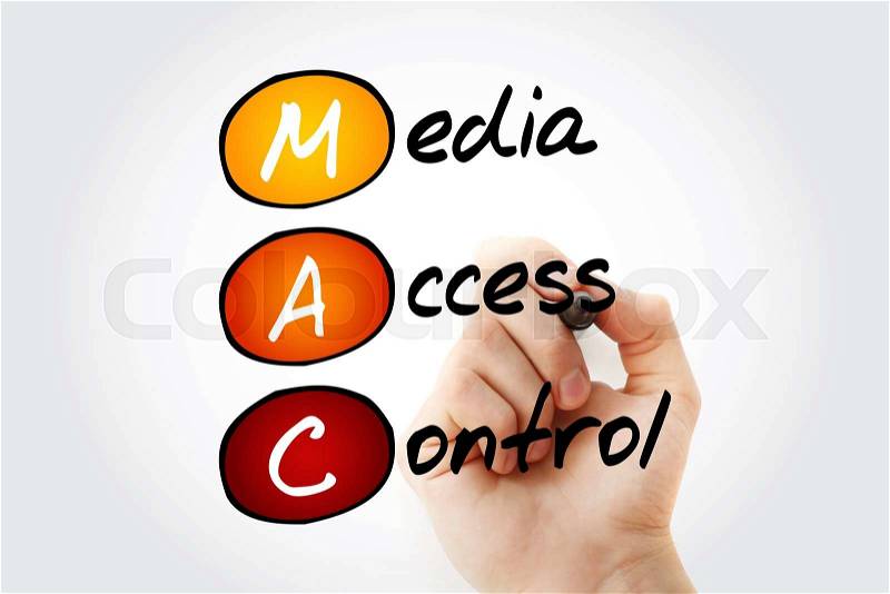 Hand writing MAC Media Access Control with marker, acronym concept, stock photo