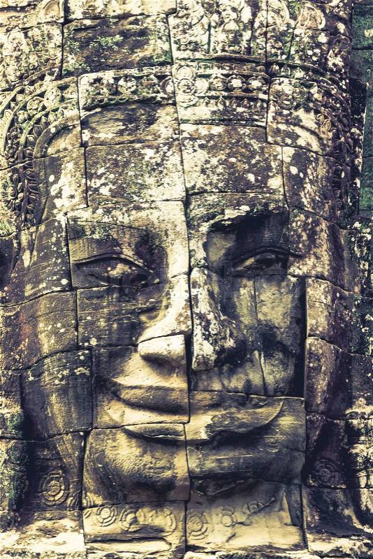 Stone murals and sculptures in Angkor wat, Cambodia, stock photo
