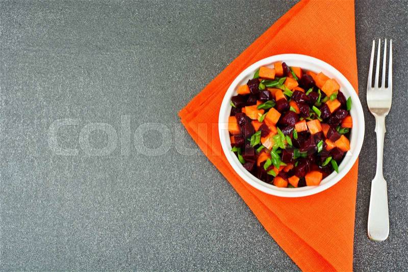 Healthy and Diet Food: Carrot, Beets, Vegetable Oil Studio Photo, stock photo