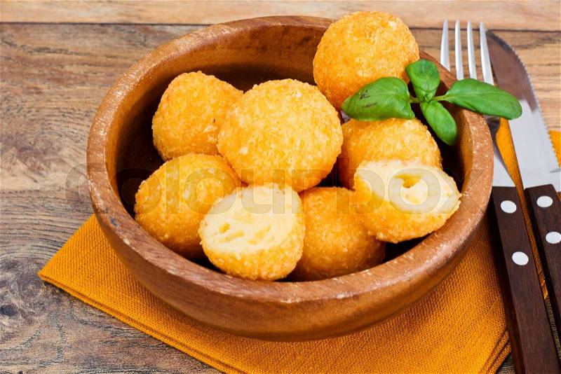 Deep Fried Potato, Cheese Balls Studio Photo, stock photo