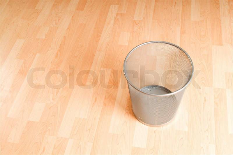 Garbage bin with paper waste isolated on white, stock photo