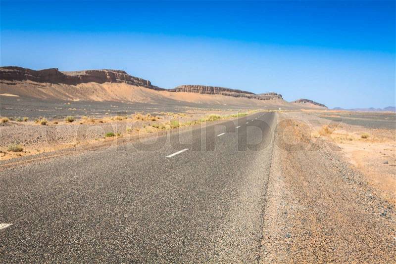 Desert road, Morocco, stock photo