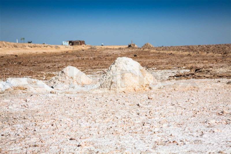Chott el Djerid (biggest salt lake in north africa), tunisia, stock photo