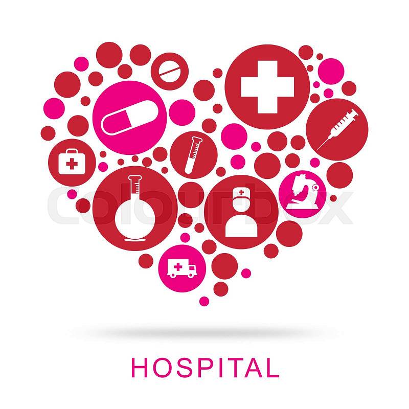 Hospital Icons Indicating Treatment Medicine And Hospitals, stock photo