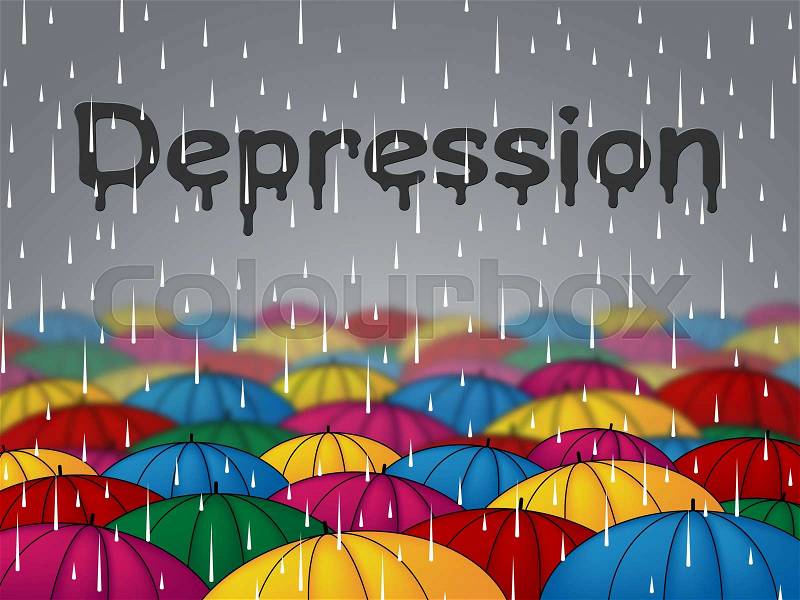 Depression Rain Indicates Lost Hope And Anxiety, stock photo