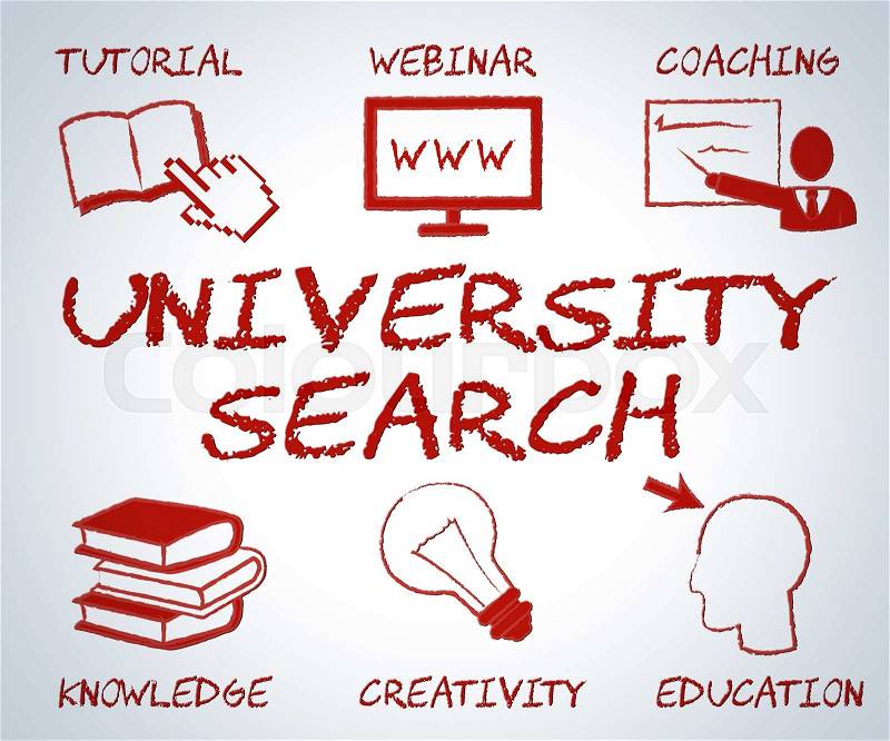 University Search Representing Educational Establishment And Educate, stock photo