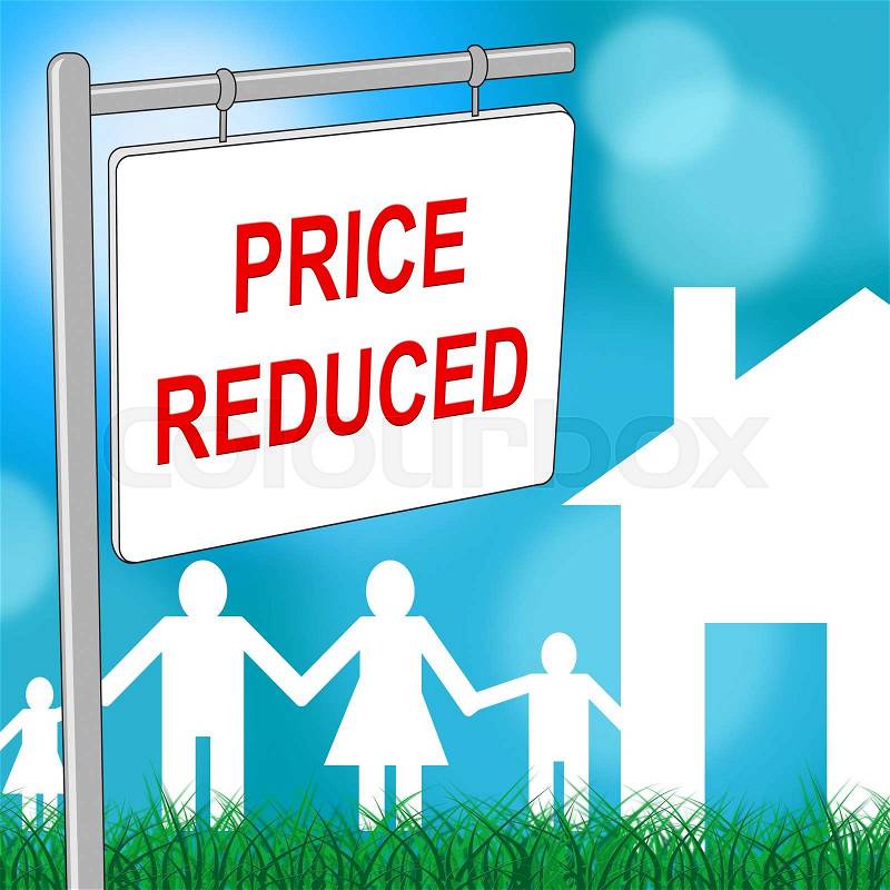 House Price Reduced Representing Offer Bargain And Promotional, stock photo