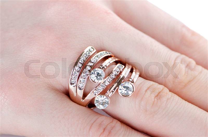 Jewellery ring worn on the finger, stock photo