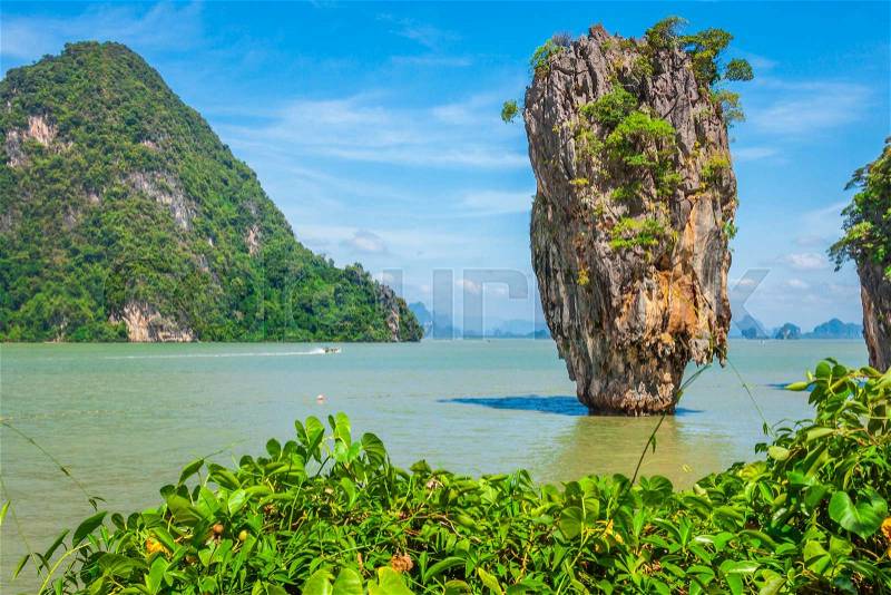 Ko Tapu rock on James Bond Island, Phang Nga Bay in Thailand, stock photo