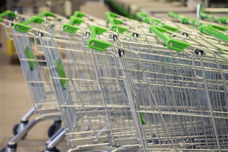 Shopping Trolleys - Supermarket Shopping Theme, stock photo