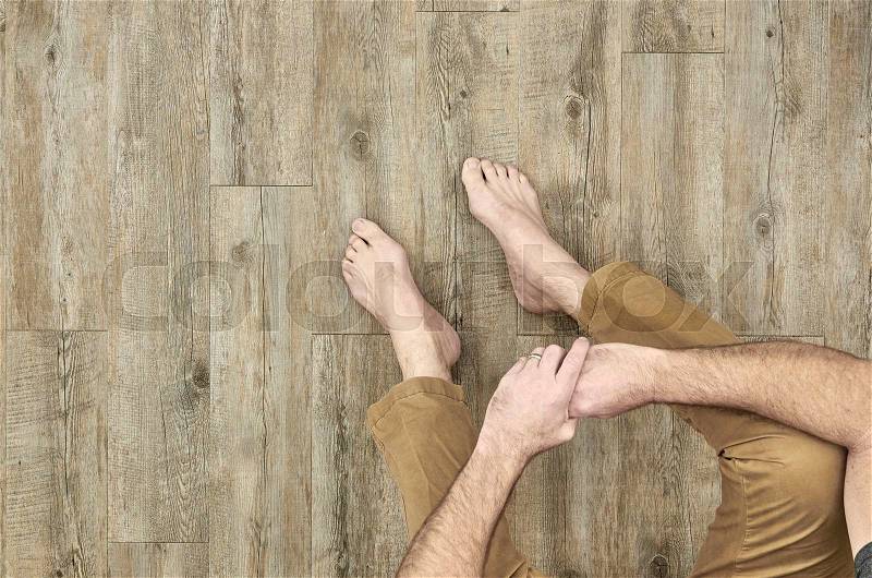 A conceptual studio photo looking down at your feet, stock photo