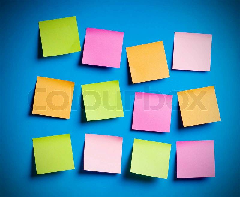 Reminder notes on the bright colorful paper, stock photo