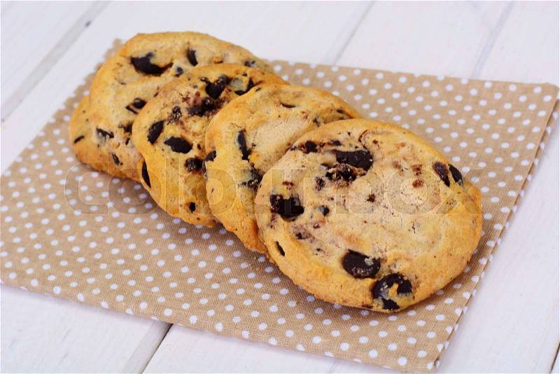 Cookies with Chocolate Drops Studio Photo, stock photo