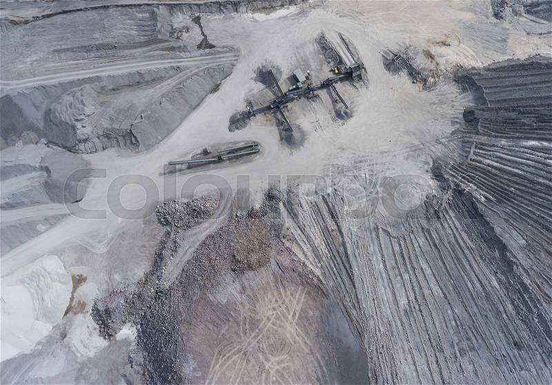 Aerial view of open pit sand quarries. View from above. , stock photo