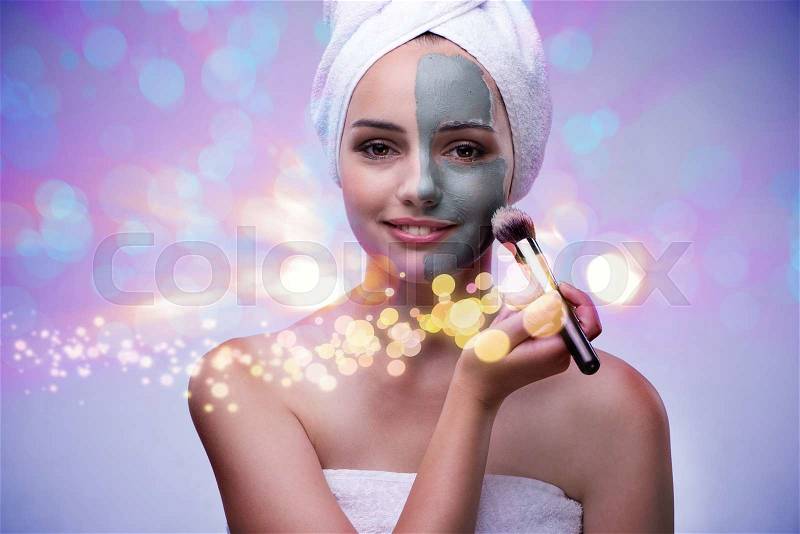 Young woman in beauty concept with abstract elements, stock photo