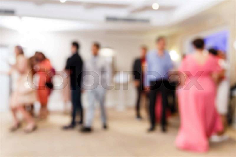 Abstract blur people in restaurant or food center with light bokeh background, party lifestyle, stock photo