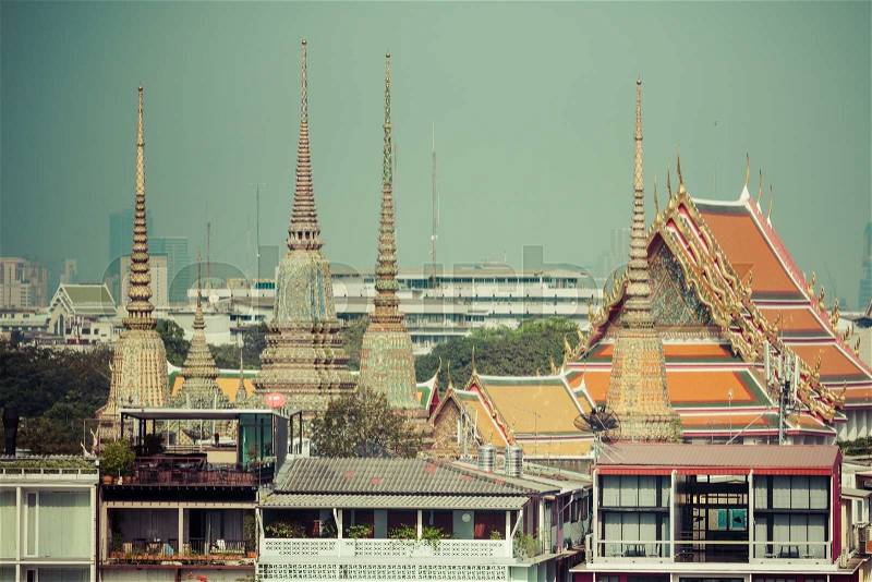 Landmark of Bangkok city Temple of the Emerald Buddha Bangkok, Asia Thailand, stock photo