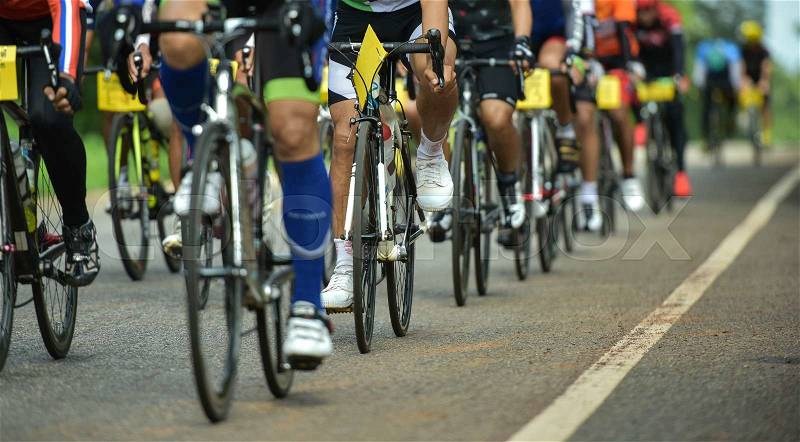 Group of cyclist at professional race, stock photo