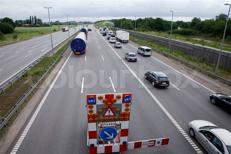 Traffic regulation on motorway, stock photo