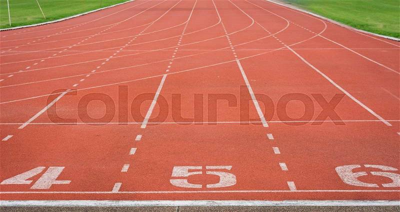 Start running track in stadium or sport park, stock photo