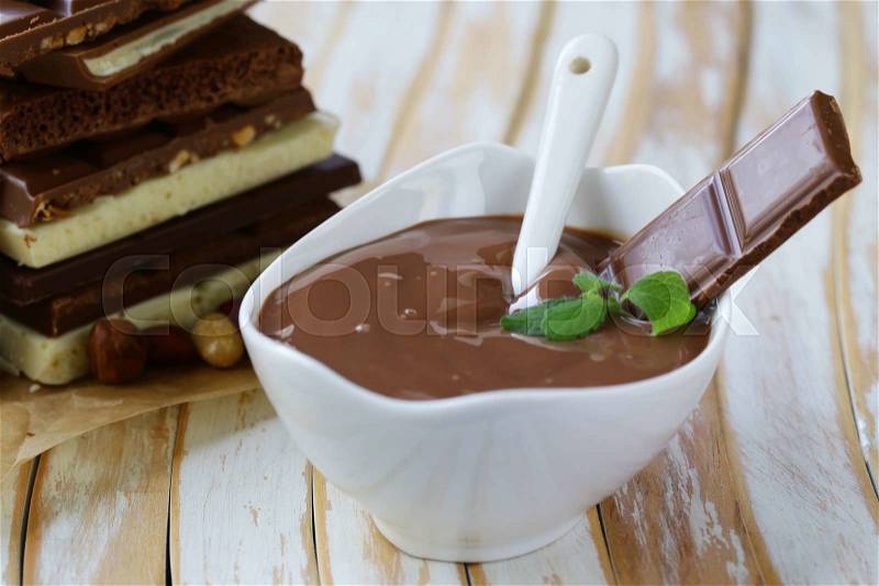 Sweet dessert homemade natural chocolate pudding, stock photo