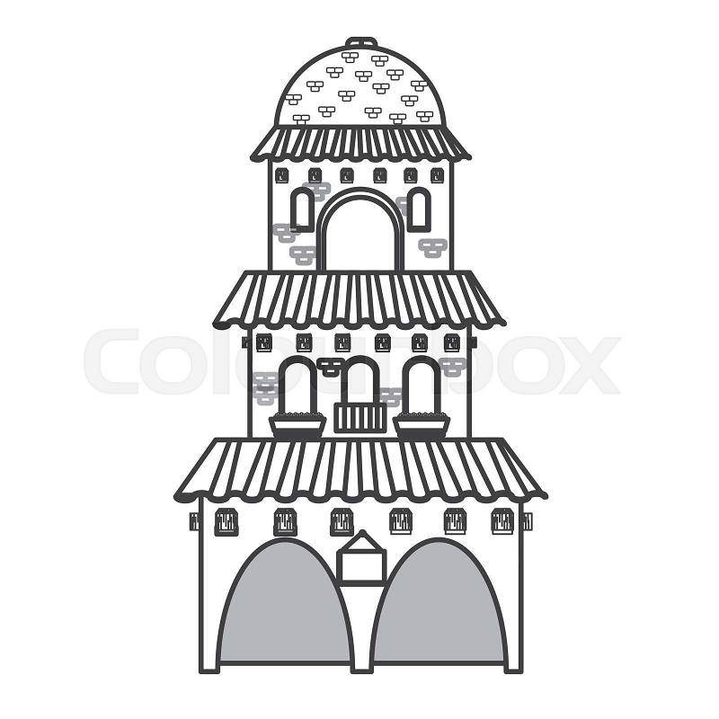 Flat design spanish colonial architecture icon vector illustration, vector