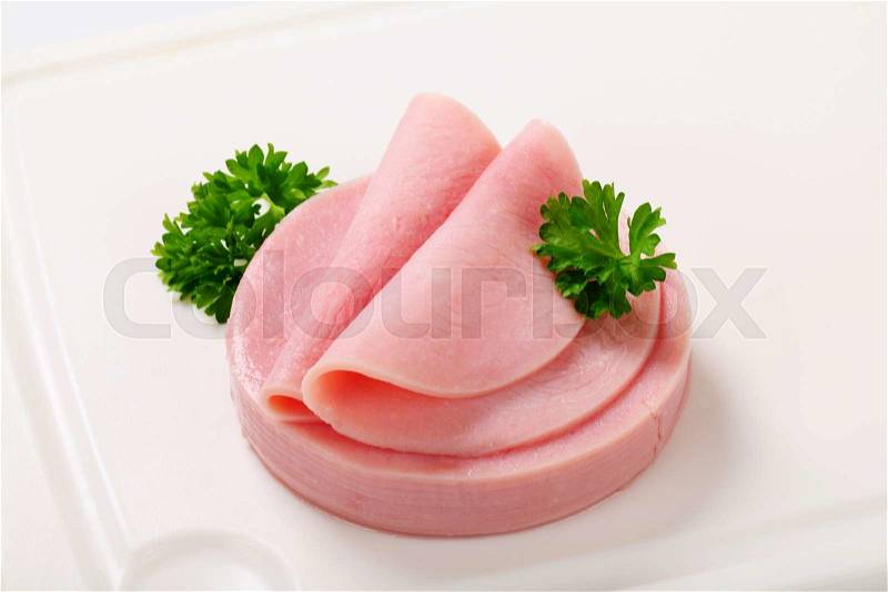 Thin slices of lean ham, stock photo