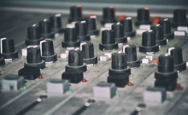 Professional radio station mixing panel, stock photo