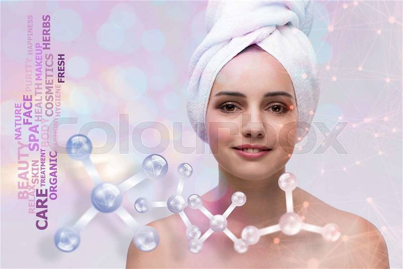 Young woman in beauty concept with abstract elements, stock photo