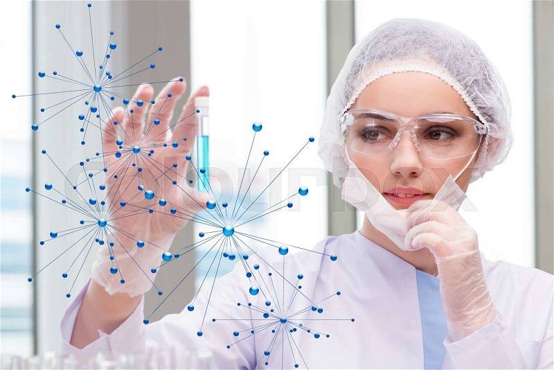 Young woman scientist in medical science concept, stock photo