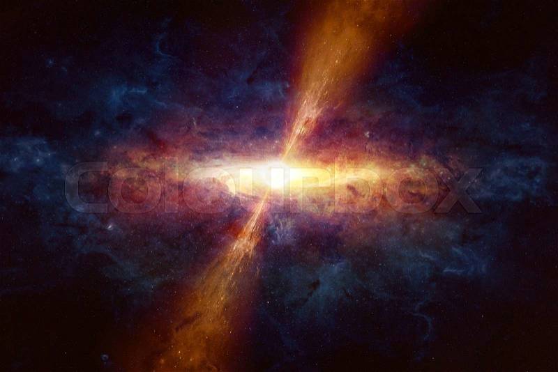 Scientific astronomical background - bright quasar in deep space. Elements of this image furnished by NASA nasa.gov, stock photo