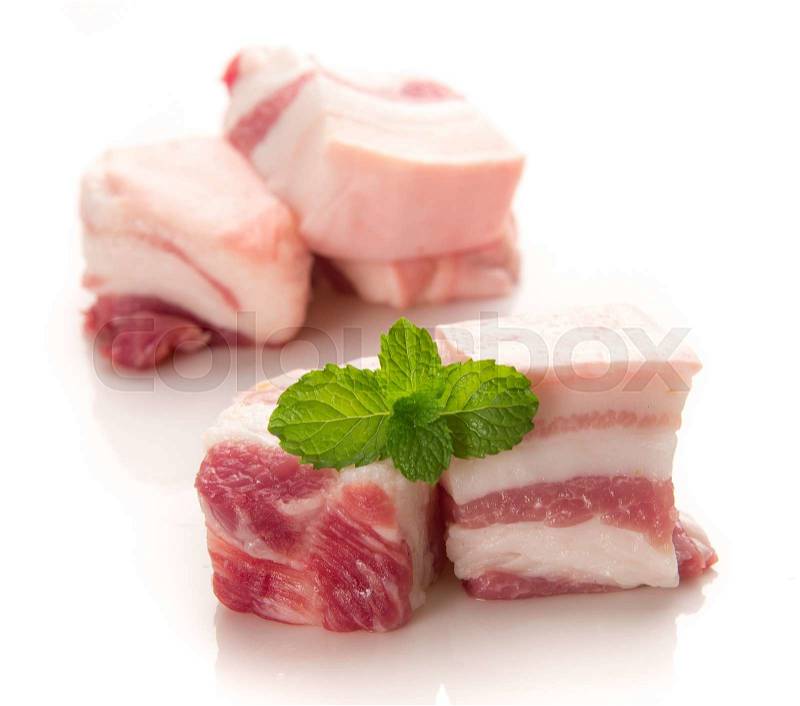 Pork on white background,Pork belly, stock photo