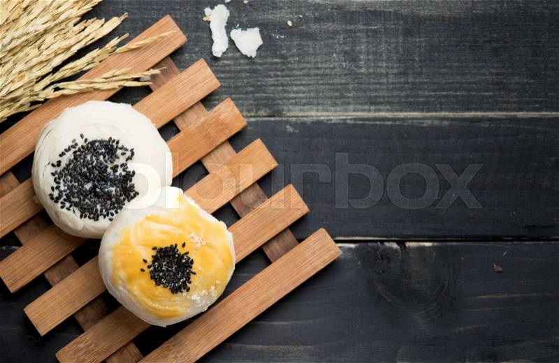 Chinese delicious dessert,chinese cake on wood table, stock photo
