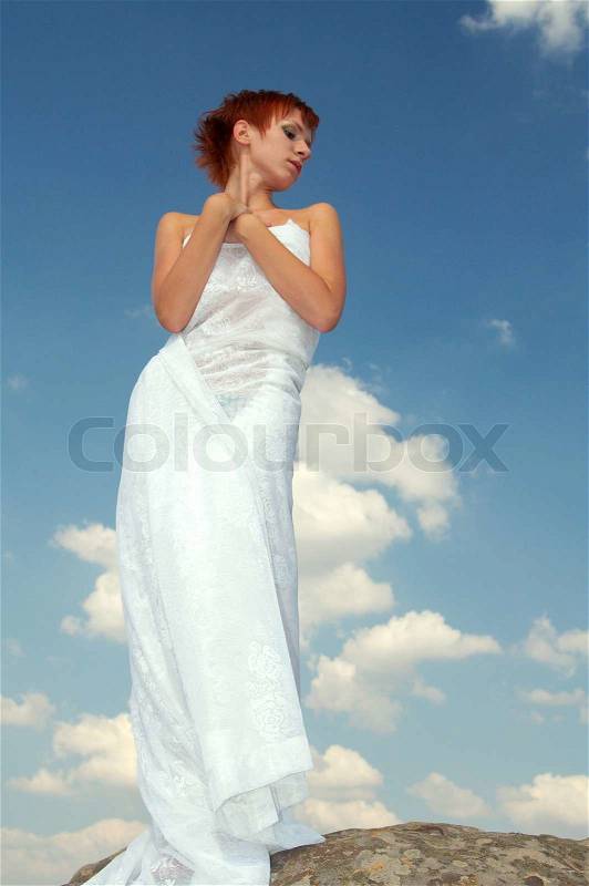 The image of the woman in the wild nature has deep sense and unique beauty, stock photo