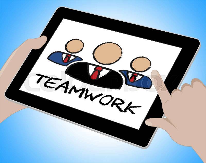 Teamwork Online Indicating Combined Unit And Unity, stock photo
