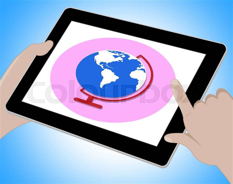 Globe Tablet Means Globalization World And Computer, stock photo