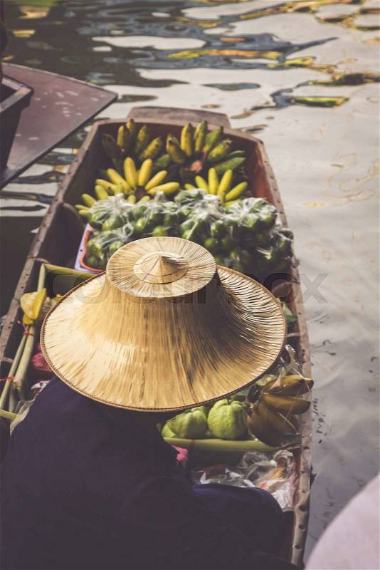Damnoen Saduak floating market in Ratchaburi near Bangkok, Thailand, stock photo