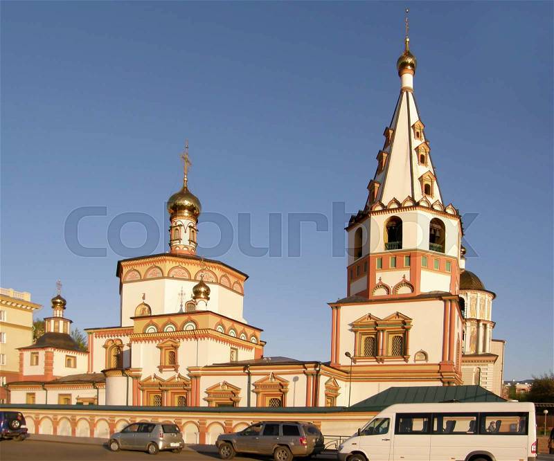 Orthodox architecture. Cathedral of the Epiphany. Irkutsk. Siberia. Russia, stock photo