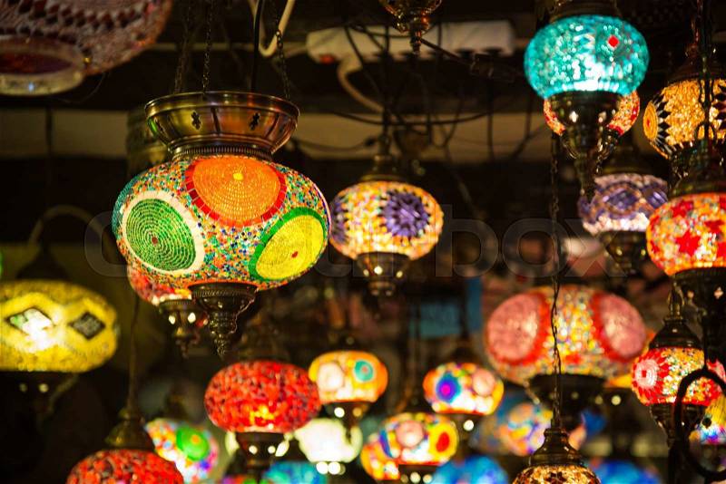 Arabic lamps and lanterns in the Marrakesh,Morocco, stock photo
