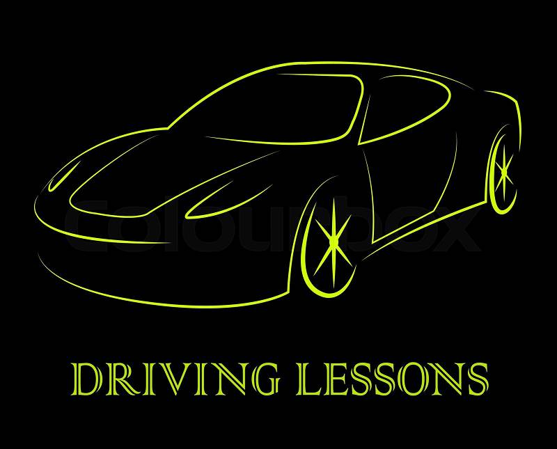 Driving Lessons Means Passenger Car And Automobile, stock photo